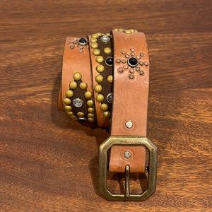 VINTAGE STYLE 40s WESTERN Hand STUDDED LEATHER BELT BY V22LA made in USA 🇺🇸